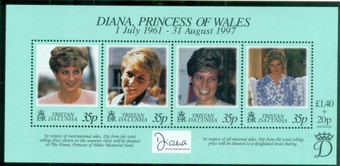 Tristan-da-Cunha-1998 Princess Diana in Memoriam, Distinguished Lady Diana MS