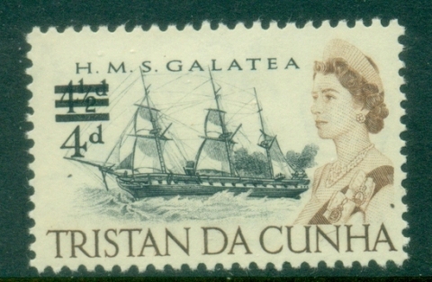 Tristan-da-Cunha-1967-QEII-pictorial-ships-4d-on-4-5d-surcharge-MLH