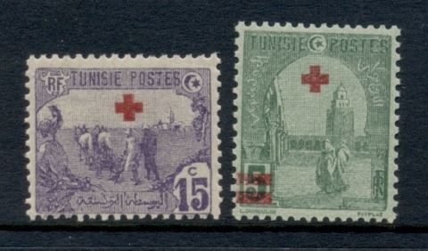 Tunisia-1915-6-Red-Cross-Surch-MLH