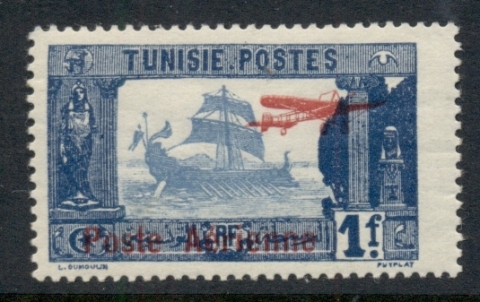 Tunisia-1927-Air-Post-Surch-1fr-MLH