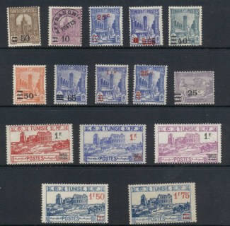 Tunisia-1937-on-Surcharges-Asst-MLH