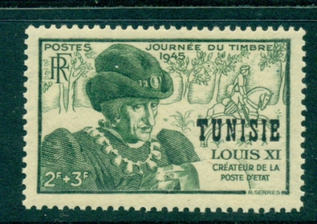 Tunisia-1945-Stamp-Day-Opt-on-France-MUH-lot38809