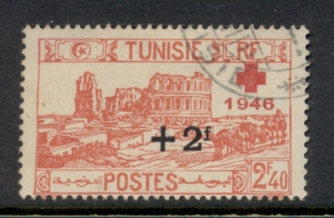 Tunisia-1946-Red-Cross-Surch-2f-on-2-40f-FU