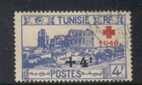 Tunisia-1946-Red-Cross-Surch-4f-on-4f-FU