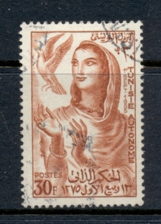 Tunisia-1956-Woman-Dove-30f-FU