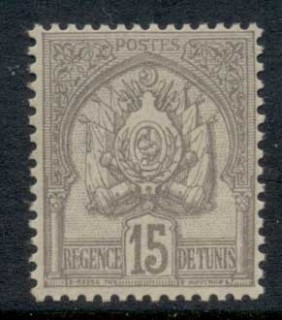 Tunisia-1888-1902-Coat-of-Arms-15c-greyish-MLH