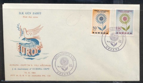 Turkey-1964-Europa-Daisy-of-Petals-FDC