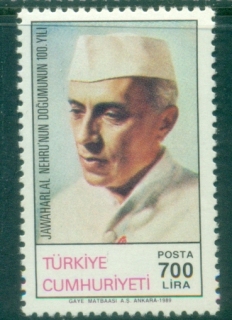 Turkey-1989-The-100th-Anniversary-of-the-Birth-of-Jawaharlal-Nehru-Indian-Statesman-MUH