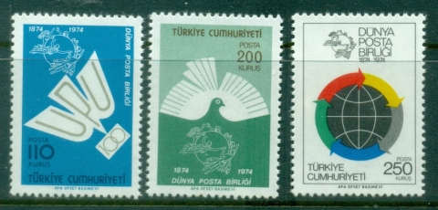 Turkey-1974-UPU-centenary-MUH
