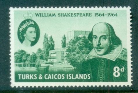 Turks-Caicos-Is-1964-Shakespeare-400th-Birth-Anniversary-MLH