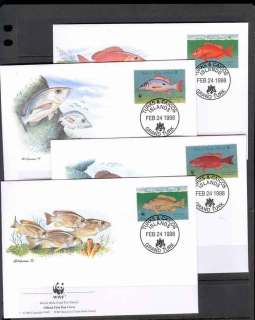 Turks-Caicos-Is-1998 WWF Snappers FDCs