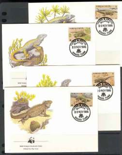 Turks-Caicos-Is-1986 WWF Iguana FDCs