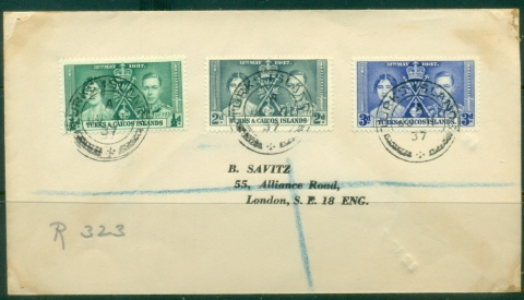 Turks-Caicos-Is-1937-KGVI-Coronation-FDC