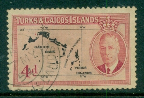 Turks-Caicos-Is-1950-KGVI-Pictorial-4d-FU