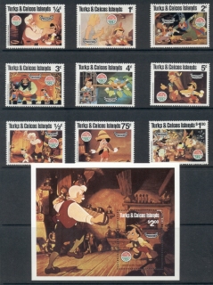 Turks-Caicos-Is-1980-Walt-Disnet-Pinocchio-MS-MUH