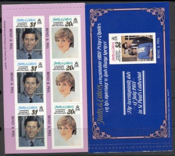 Turks-Caicos-Is-1981-Royal-Wedding-Charles-Diana-2x-PS-booklet-panes-MUH