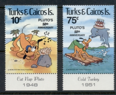 Turks-Caicos-Is-1981-Walt-Disney-Pluto-MUH