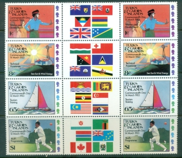 Turks-Caicos-Is-1983-Commonwealth-Day-gutter-prs-MUH