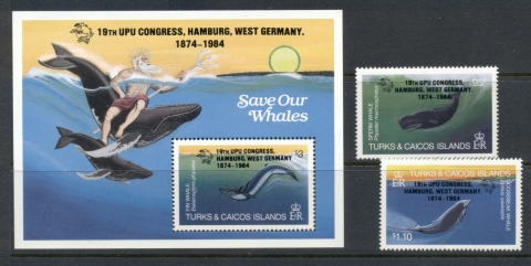 Turks-Caicos-Is-1984-Save-our-Whales-Opt-UPU-Congress-MS-MUH