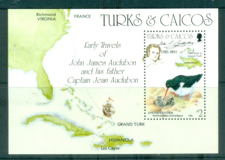 Turks-Caicos-Is-1985-Audubon-Birds-MS-MUH