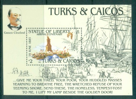 Turks-Caicos-Is-1985-Statue-of-Liberty-Centenary-MS-MUH