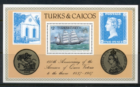 Turks-Caicos-Is-1987-Ships-memorials-MS-MUH