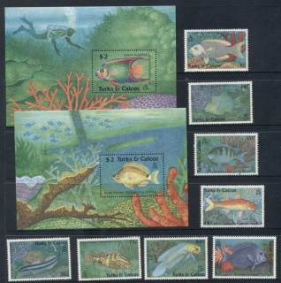 Turks-Caicos-Is-1990-Marine-Life-Fish-2xMS-MUH