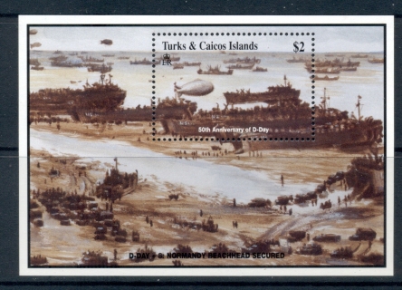 Turks-Caicos-Is-1994-D-Day-50th-Anniversary-Beachead-Seized-MS-MUH