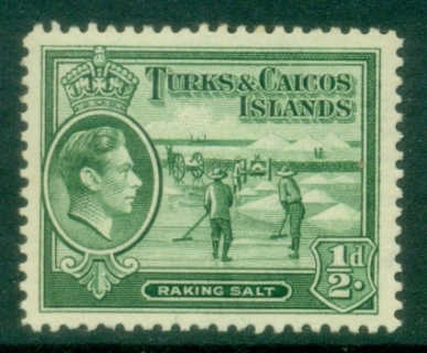 Turks-Caicos-Is-1938-45-KGVI-Pictorial-½d-Raking-Salt-MLH