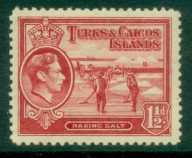 Turks-Caicos-Is-1938-45-KGVI-Pictorial-1½d-Raking-Salt-MLH