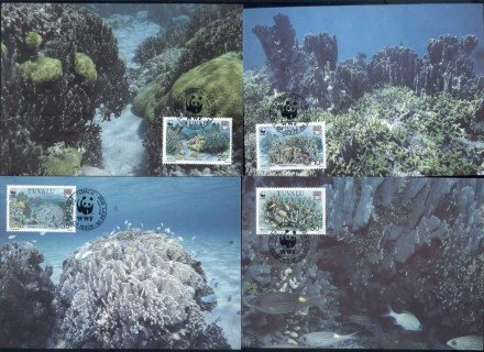 Tuvalu-1992 WWF Blue Coral Maxicards