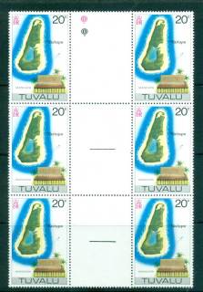 Tuvalu-1978-20c-Map-Reissue-No-Wmk-Gutter-Blk-6-MUH-lot56247