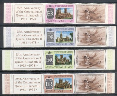 Tuvalu-1978-QEII-Coronation-25th-Anniversary-labels-MUH