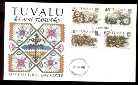 Tuvalu-1984-Beach-Flowers-FDC