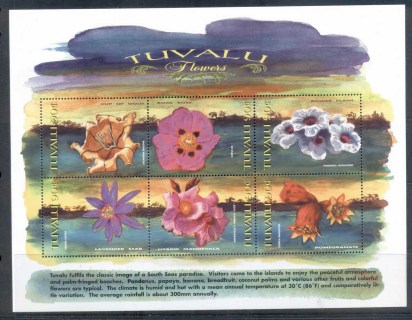 Tuvalu-1999-Flowers-sheetlet-MUH