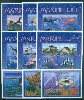 Tuvalu-2000-Marine-Life-Birds-9xMS-MUH