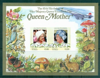 Tuvalu-Nukefetau-1986-Queen-Mother-85th-Birthday-3-IMPERF-MS-MUH