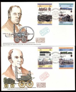 Tuvalu-Nukulaelae-1984-LOW-Trains-2x-FDC