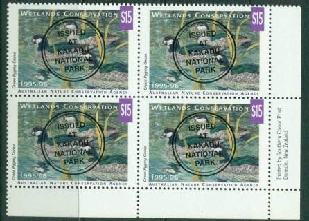 Australia-1995-6-National-Parks-Wildlife-Services-Duck-Stamp-Kakadu-Opt-Sheet-Number-Block-4-MUH-Lot26261