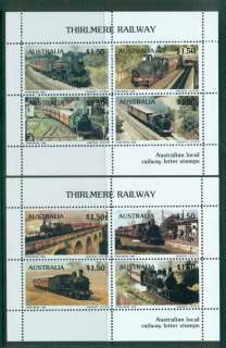 Australia-1985-Thirlmere-Railway-Trains-2x-MS-MUH-lot51860