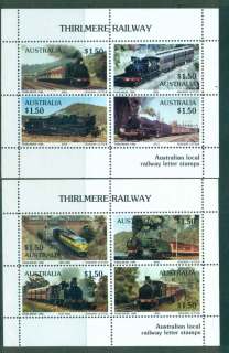 Australia-1986-Thirlmere-Railway-Trains-2x-MS-MUH-lot51862