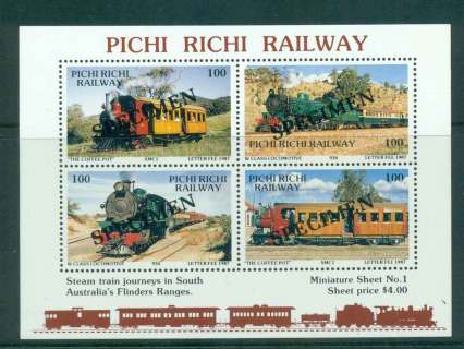 Australia-1987-Pitchi-Richi-Railway-Trains-1-Opt-SPECIMEN-MS-MUH-lot51837