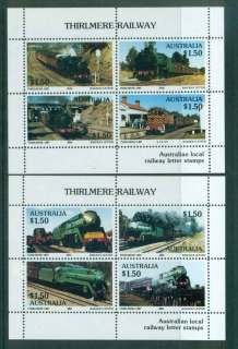 Australia-1987-Thirlmere-Railway-Trains-2x-MS-MUH-lot51863