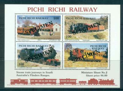 Australia-1988-Pitchi-Richi-Railway-Trains-Opt-SPECIMEN-2-MS-MUH-lot51852