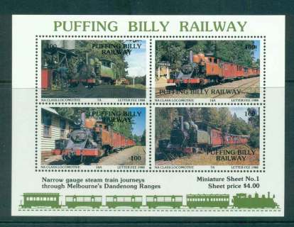 Australia-1988-Puffing-Billy-Railway-Trains-1-MS-MUH-lot51838