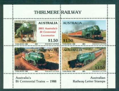 Australia-1988-Thirlmere-Railway-Trains-3810-Bicentennial-MS-MUH-lot51864