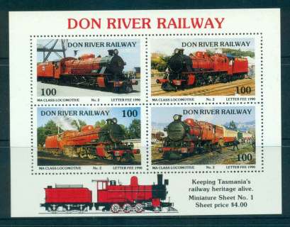 Australia-1989-Don-River-Railway-Trains-1-MS-MUH-lot51828