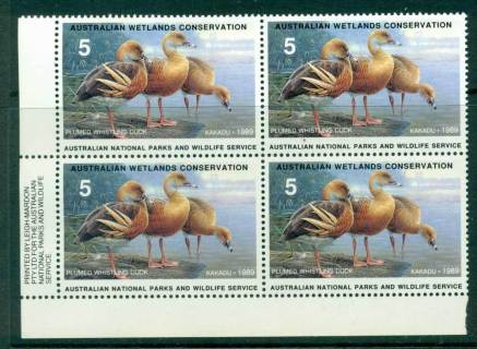 Australia-1989-National-Parks-Wildlife-Services-Duck-Stamp-Imprint-Block-4-MUH-Lot26176