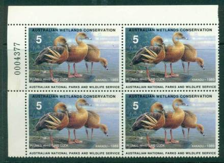 Australia-1989-National-Parks-Wildlife-Services-Duck-Stamp-Sheet-Number-Block-4-MUH-Lot26177