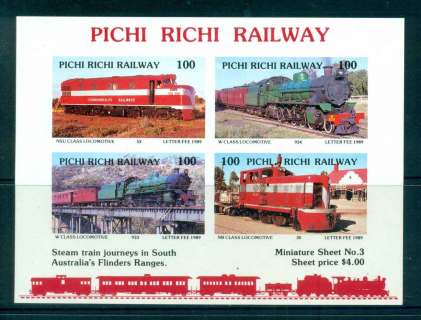 Australia-1989-Pitchi-Richi-Railway-Trains-IMPERF-3-MS-MUH-lot51830